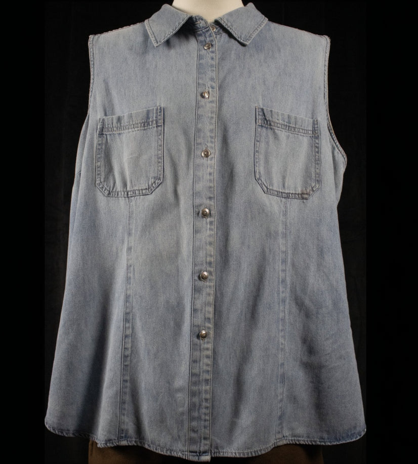 Venezia Jeans Denim Button up Vest altered with Pendleton Beaver State Fabric Size M