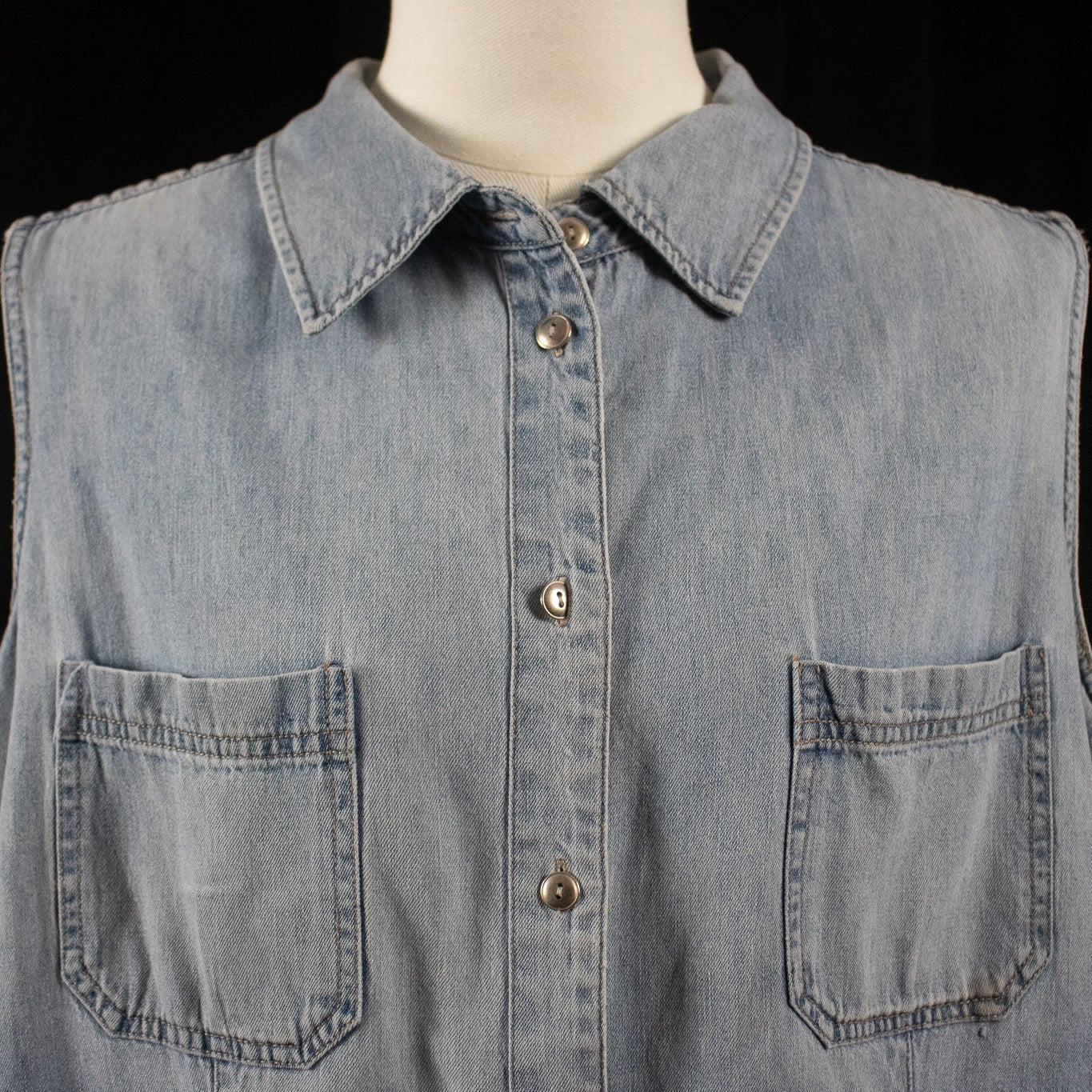 Venezia Jeans Denim Button up Vest altered with Pendleton Beaver State Fabric Size M