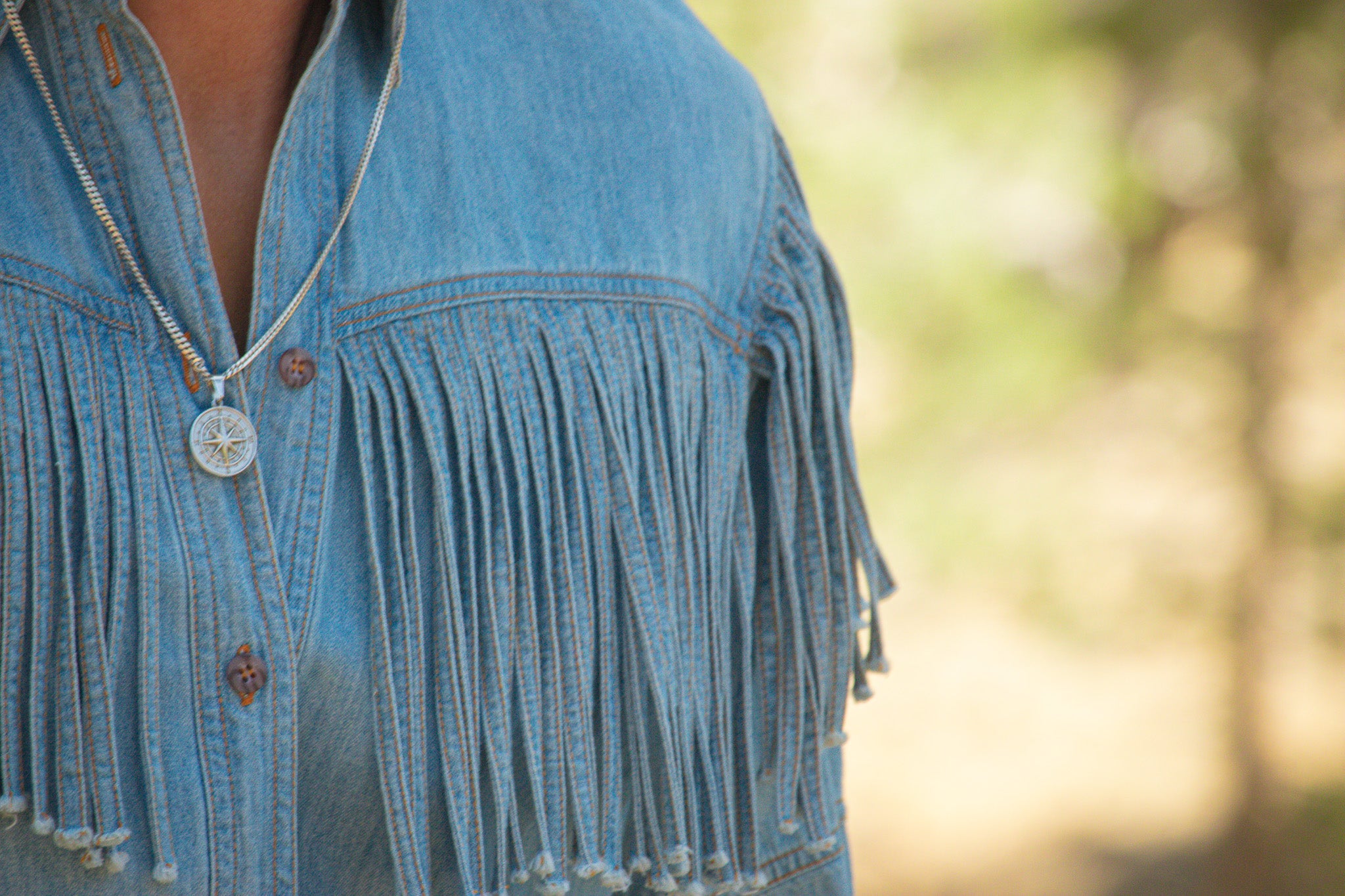 Palmer Jean Denim Jacket with Fringe Size Small