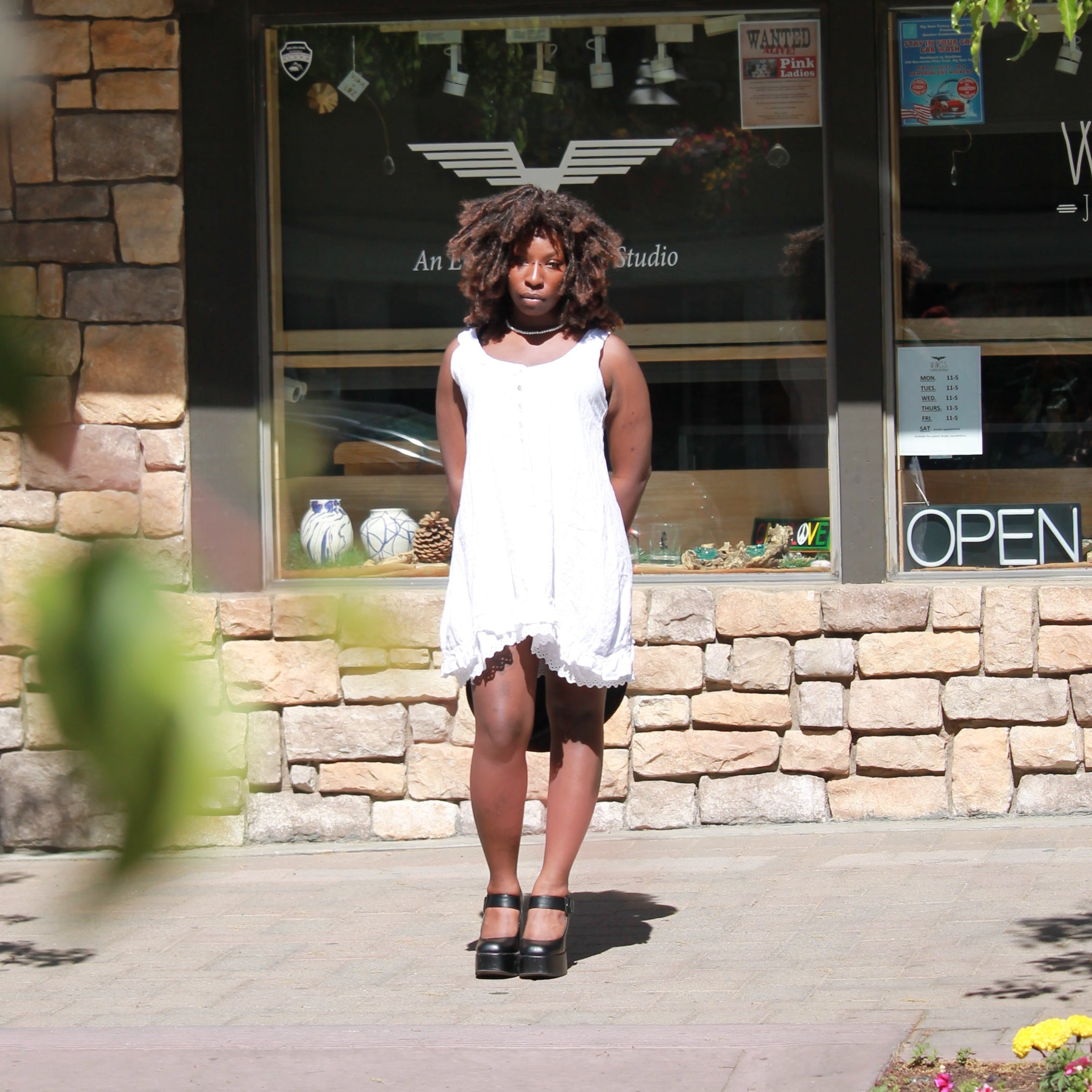 White Flowy Sundress with Four buttons Made in Italy