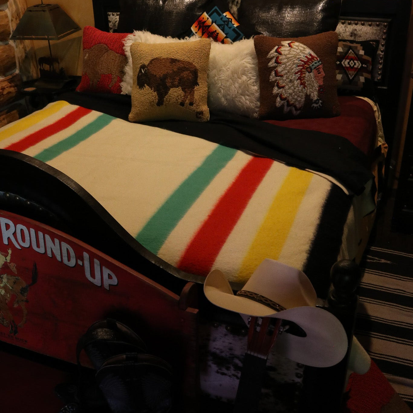 Hudson's Bay Point Wool Blanket Off-White Bold Multi-Colored Stripes