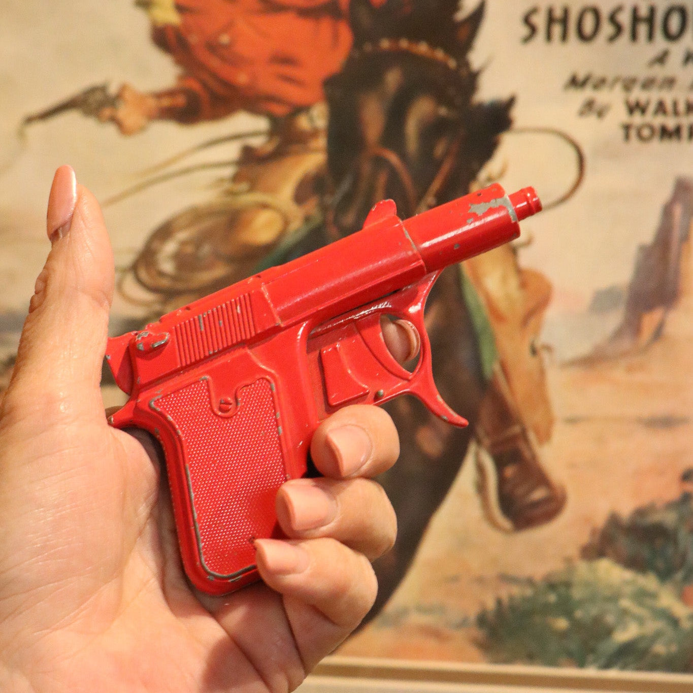 Antique Red Metal Toy Cap Gun