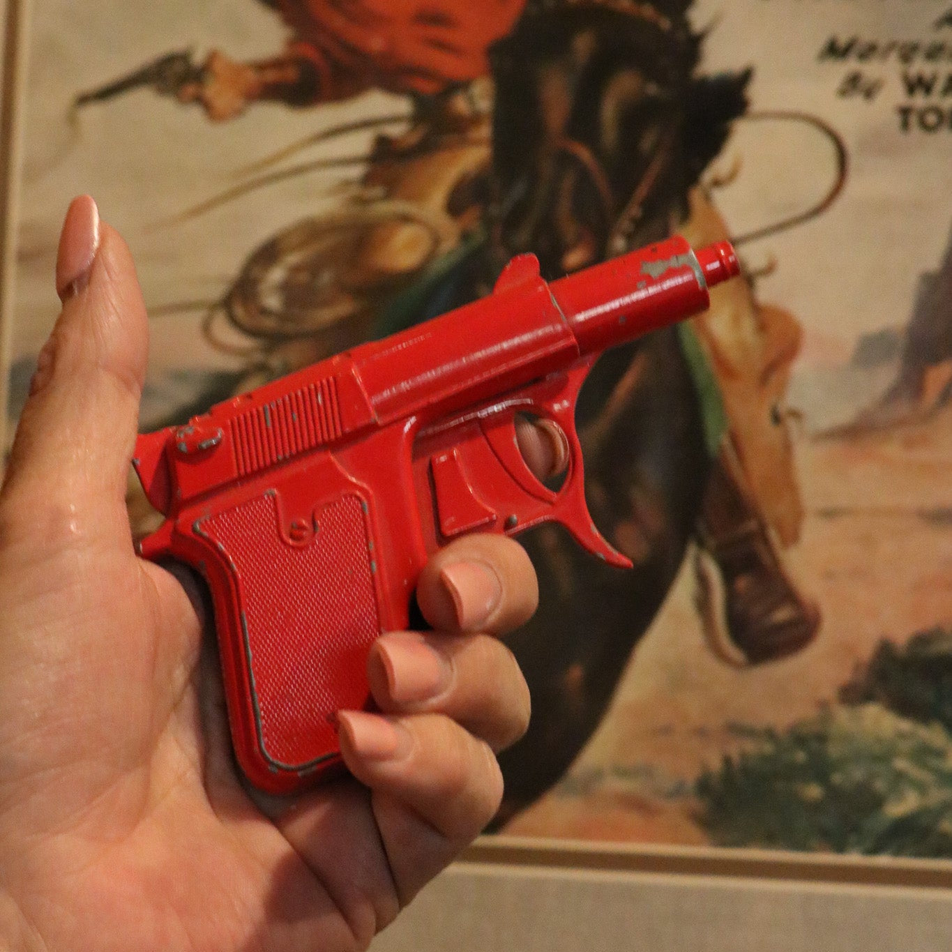 Antique Red Metal Toy Cap Gun