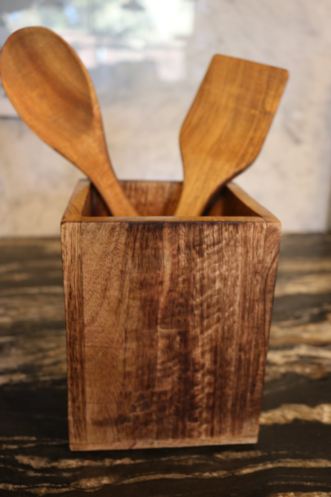 Samhita Mango Brand Wood Utensil Holder Kitchen Container for Cooking Tools