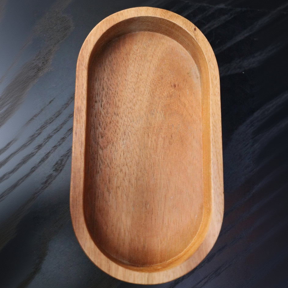 Natural Wood Oval Catch All Dish Caddy