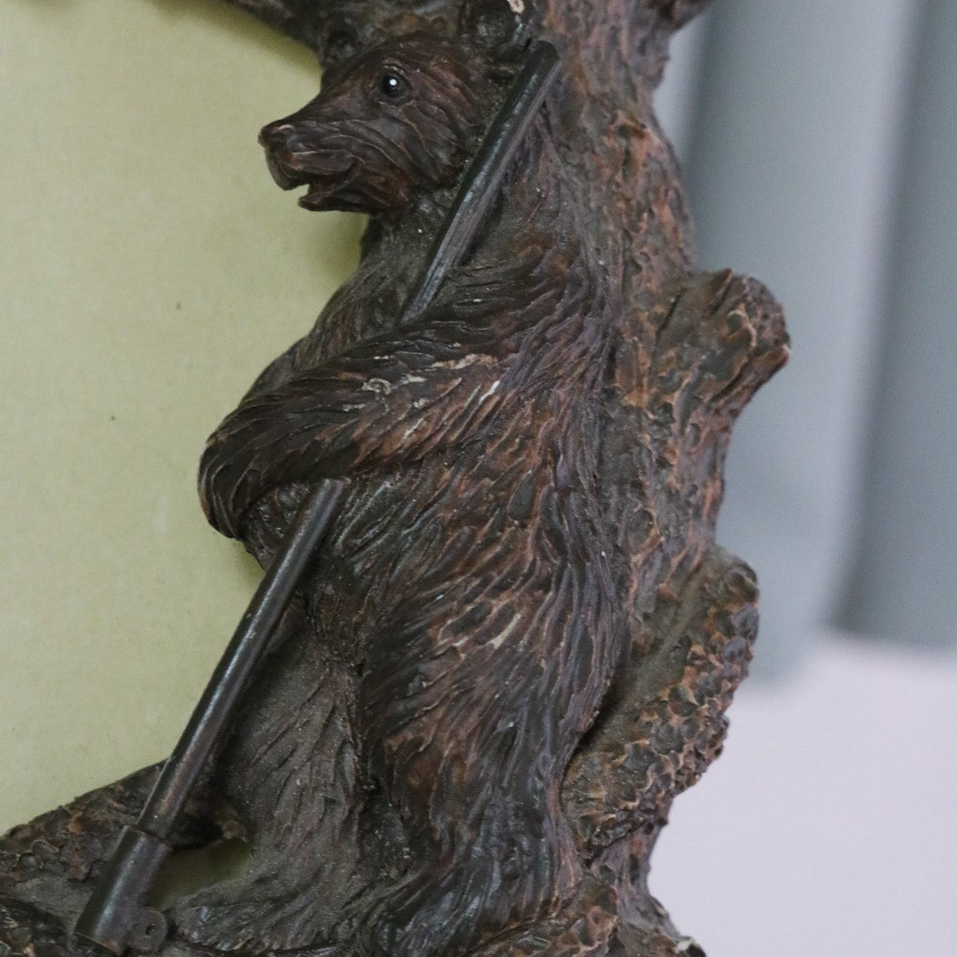 Vandor Christmas Lodge Log Bear with Fishing Pole Photo Frame