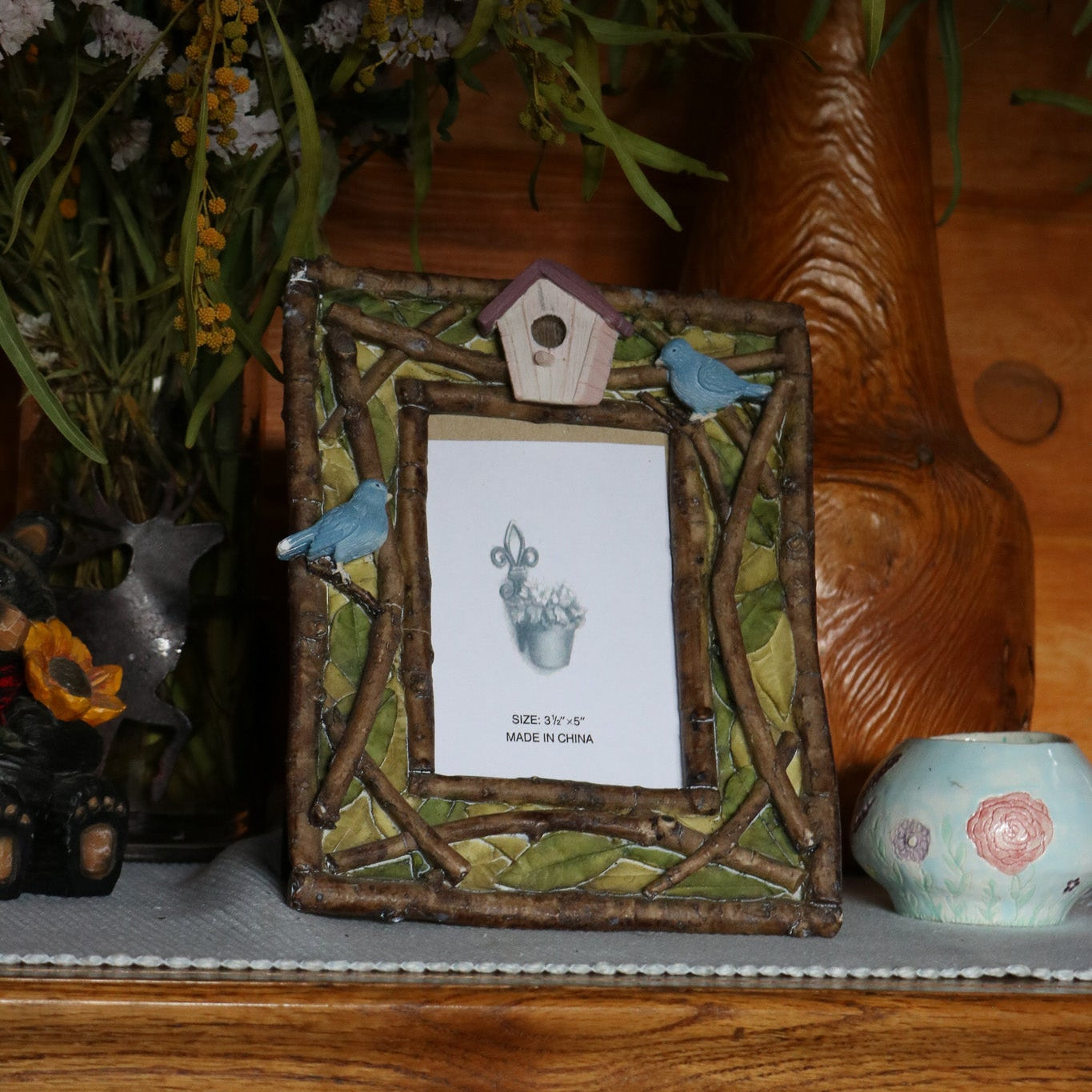 Resin Birdhouse Picture Frame 3 1/2" x 5"
