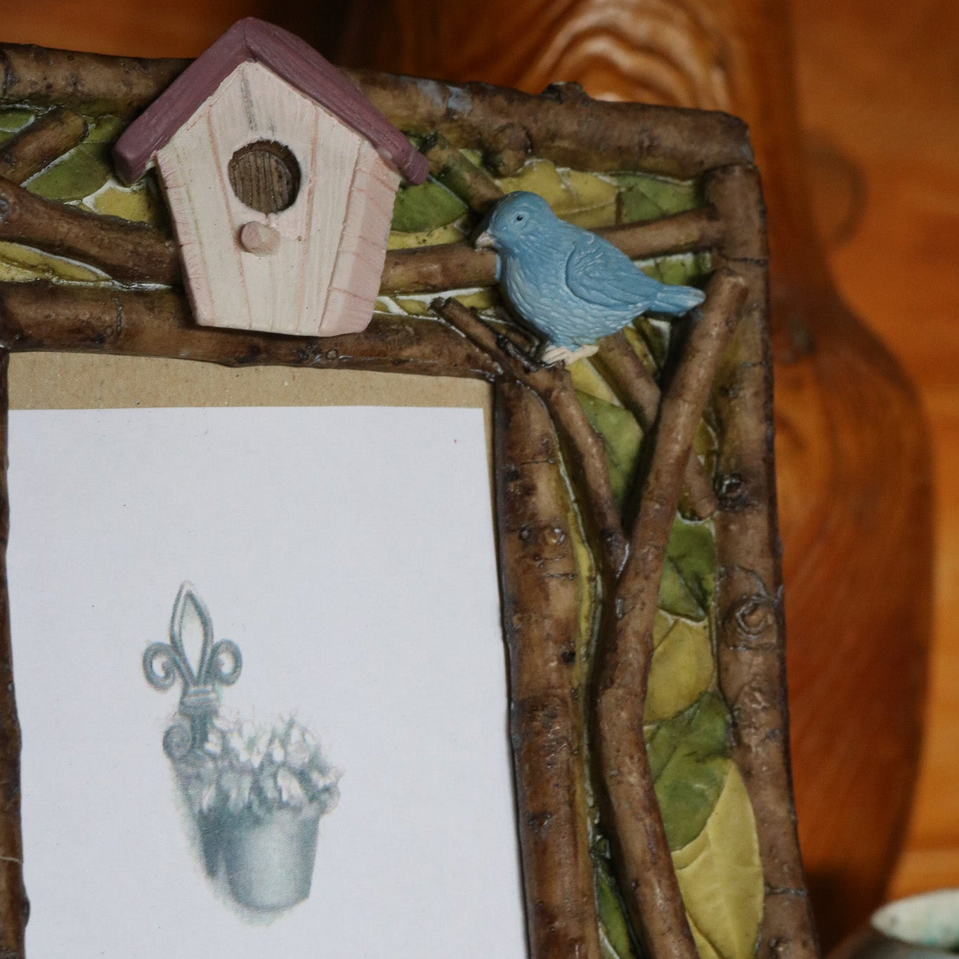 Resin Birdhouse Picture Frame 3 1/2" x 5"