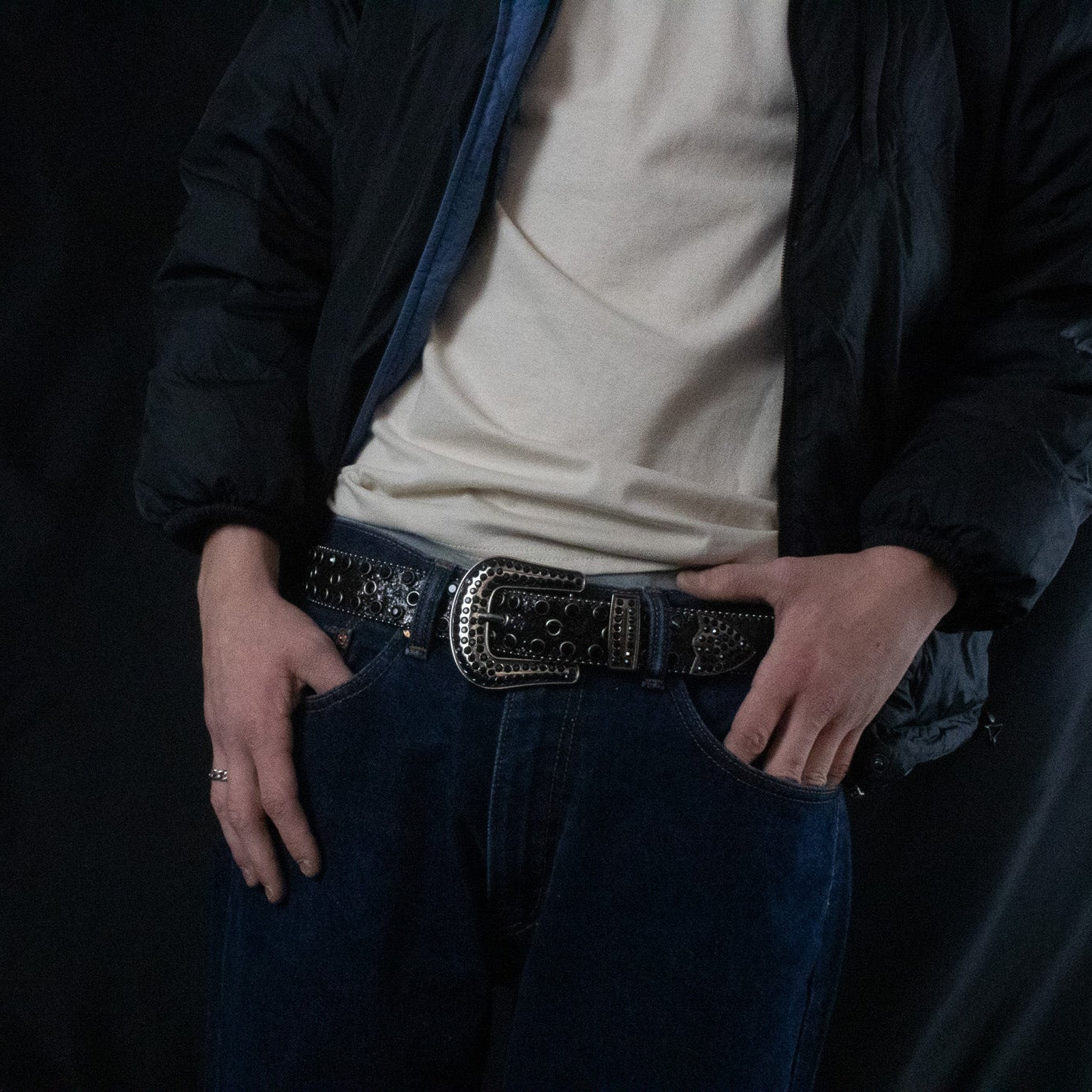 Sequence Black Rhinestone Belt