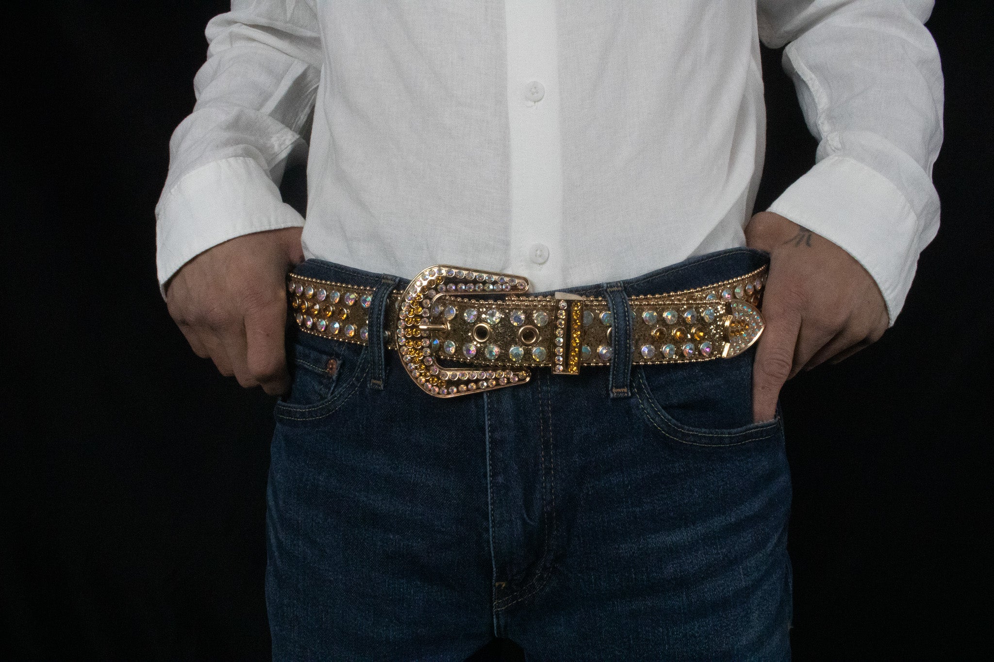 Golden Glitter Rhinestone Belt