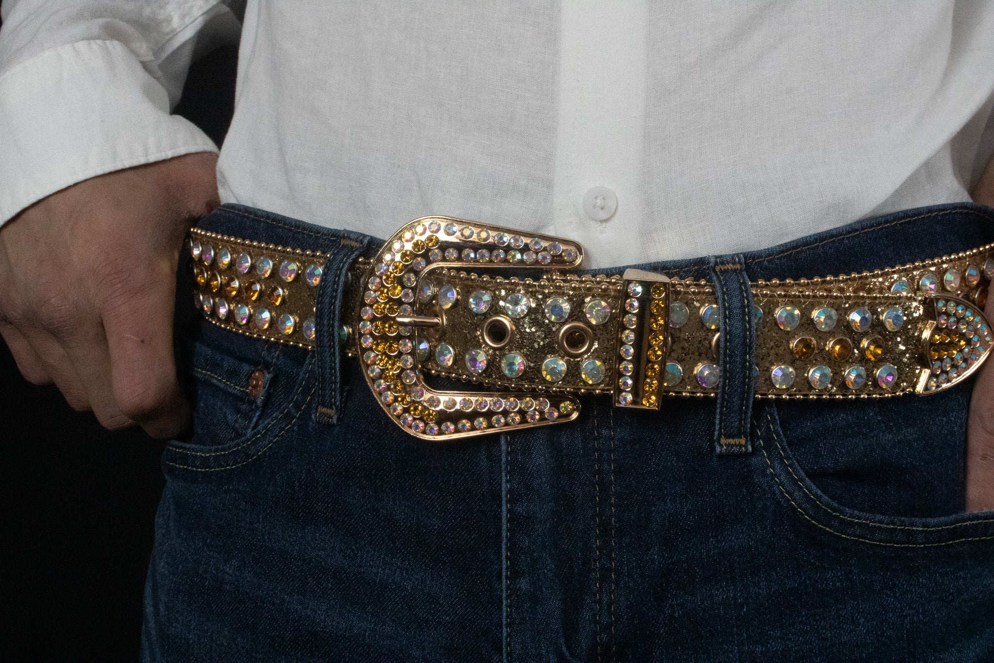 Golden Glitter Rhinestone Belt