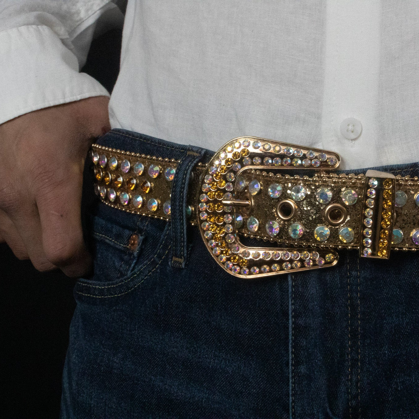 Golden Glitter Rhinestone Belt