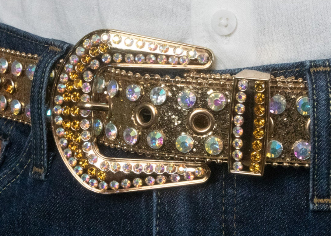 Golden Glitter Rhinestone Belt