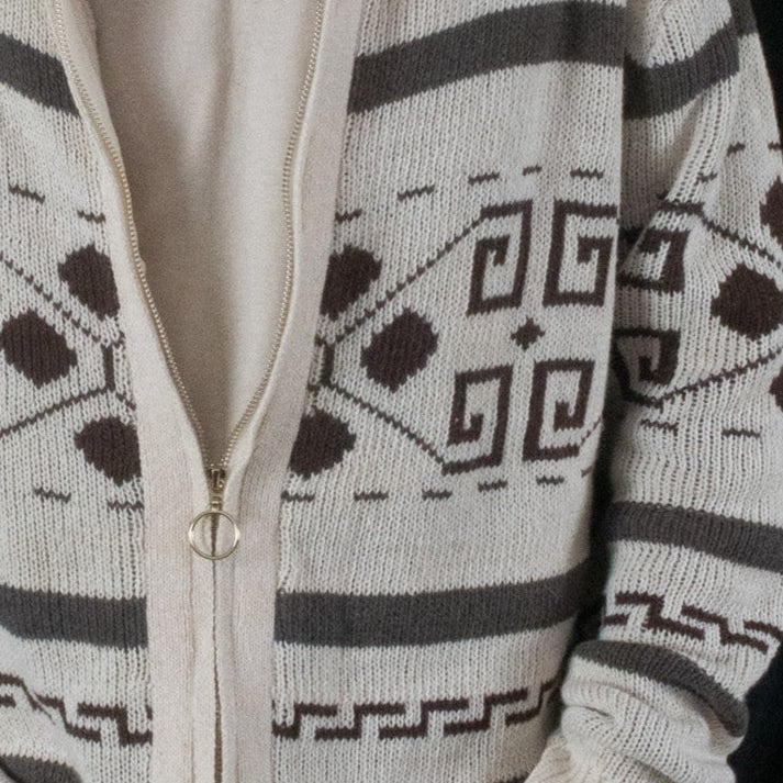Sinransinya Knitted Cardigan Casual Zip-Up Sweater Harajuku