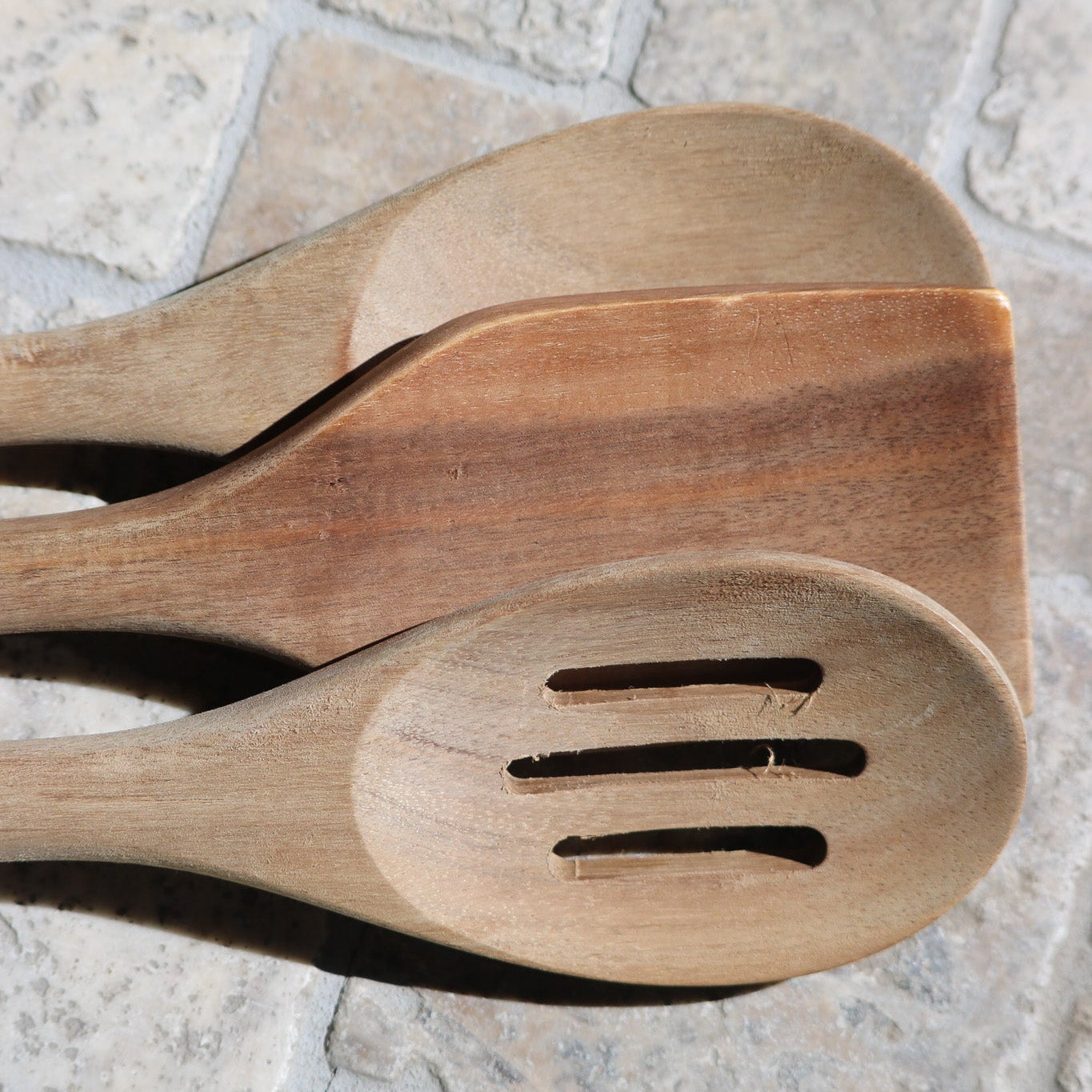 Acacia Wood 3 Piece Utensil Set for Cooking & Serving
