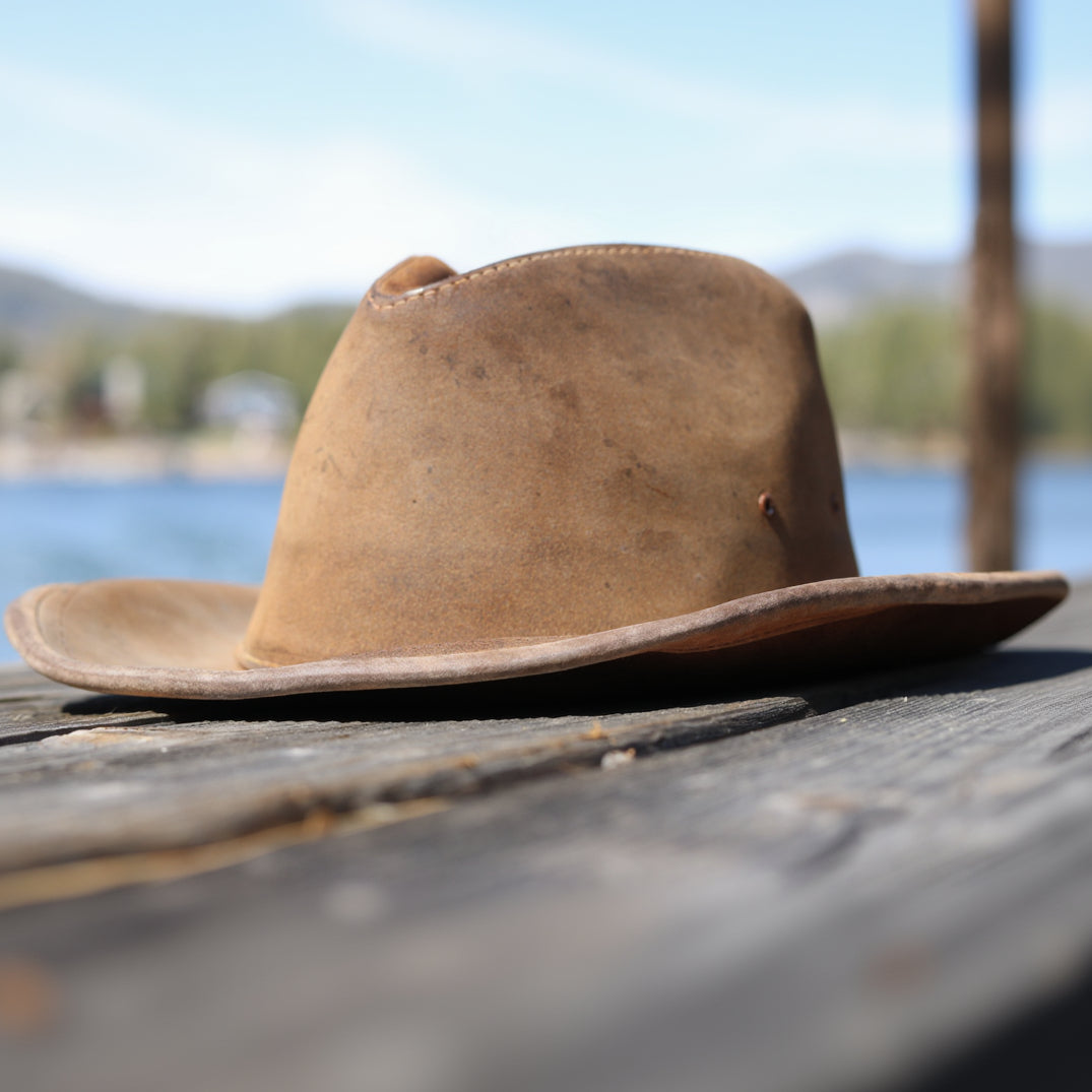 Vintage Brown short-Brim Tobacco Rancher worn/worked