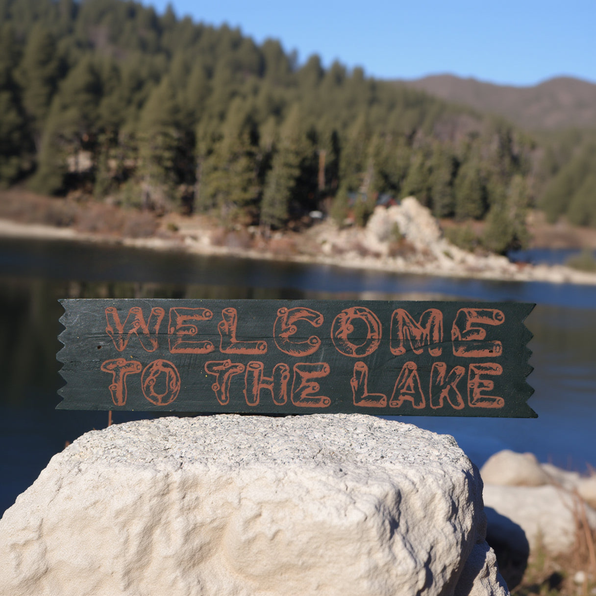 "Welcome to the Lake" Hand Painted Wooden Sign