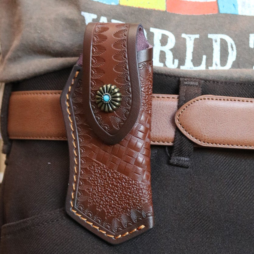 Foldable Pocket Knife Leather Sheath