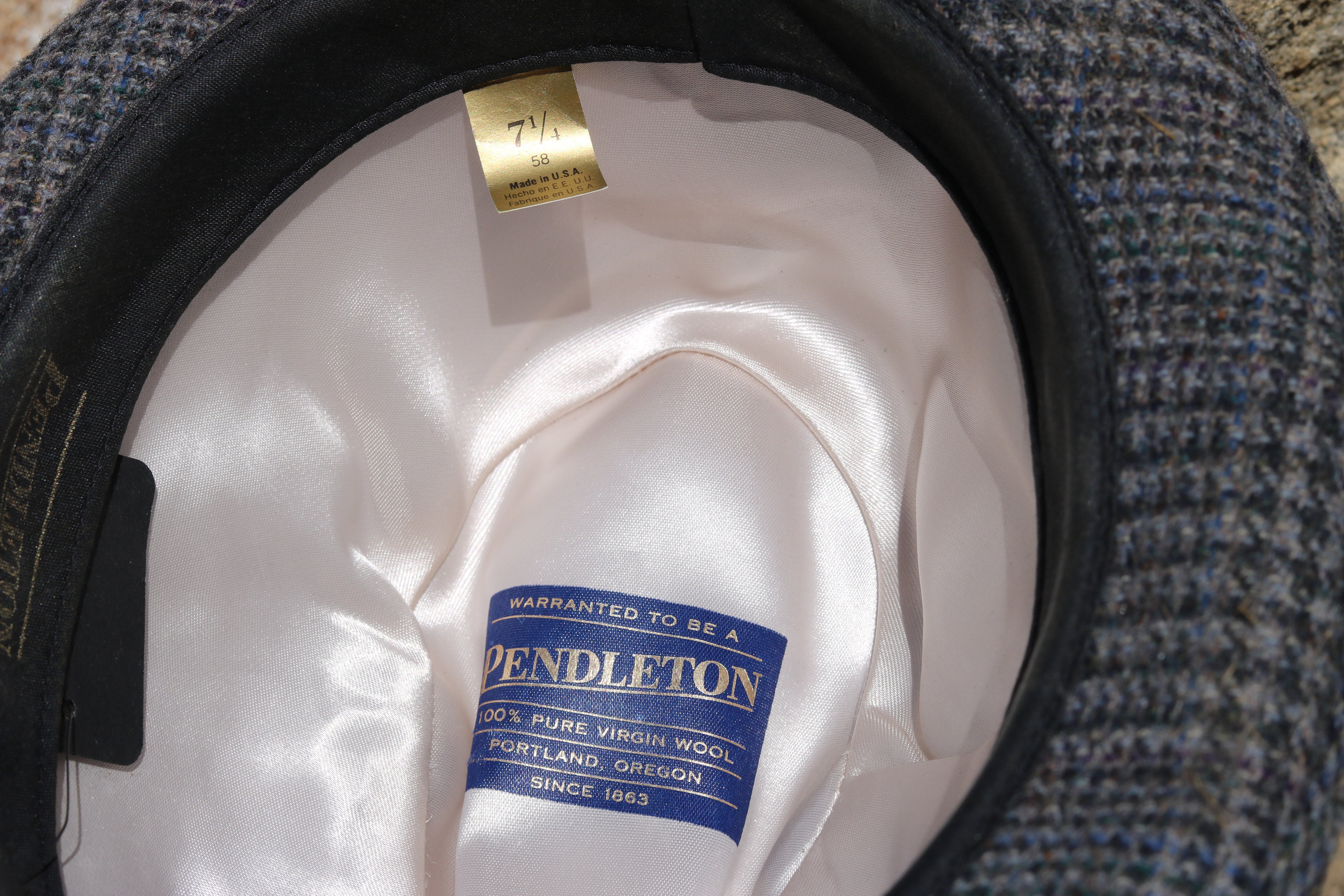 Pendleton Grey Plaid Virgin Wool Fedora Size 7 1/4
