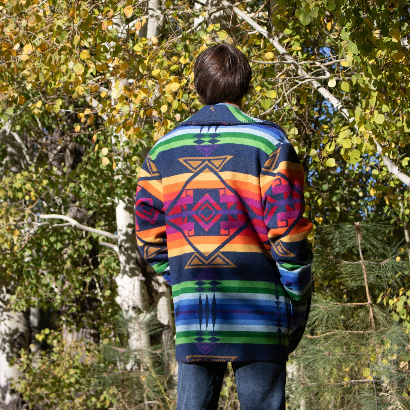 Pendleton Rainbow Wool Jacket Medium Made in USA Southwestern Aztec Coat