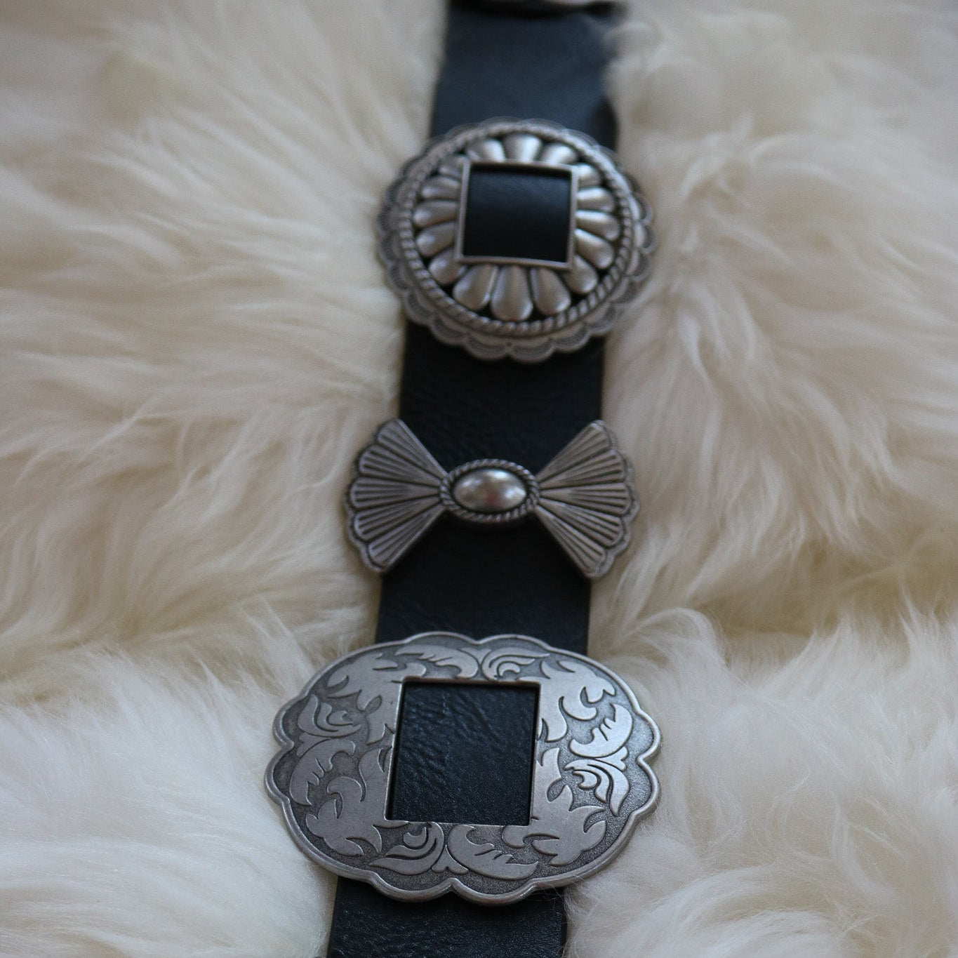 Genuine Leather Concho Wide-Width Western Belt