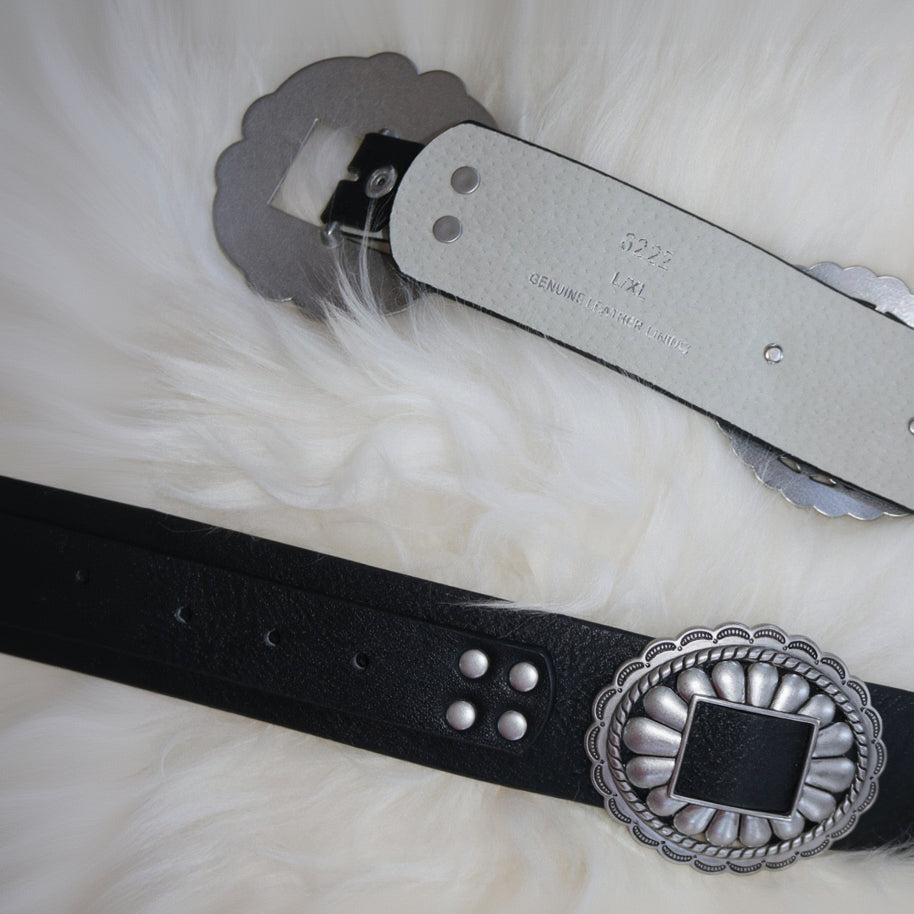 Genuine Leather Concho Wide-Width Western Belt