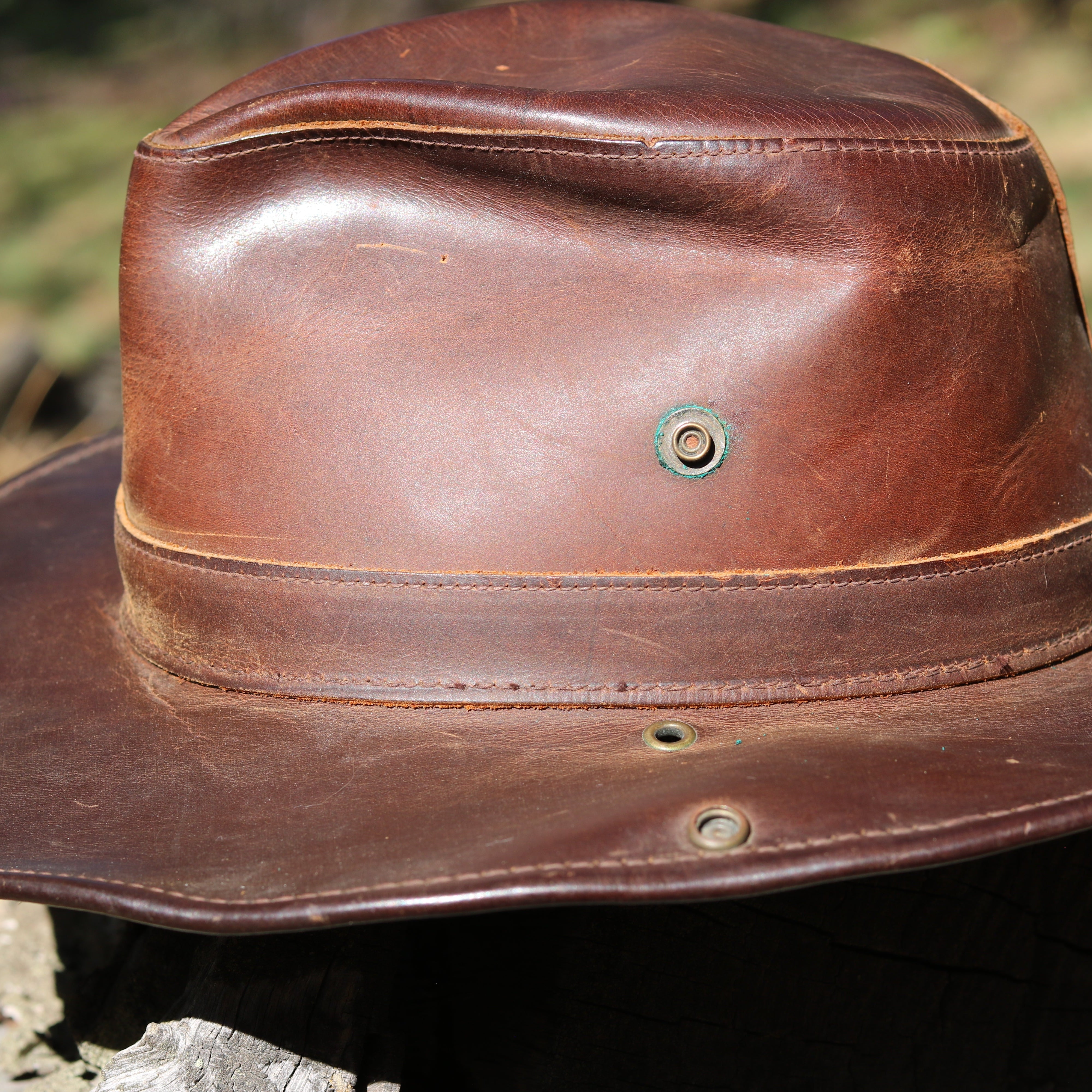 Vintage Henschel Aussie Brown Leather Safari Hat Medium