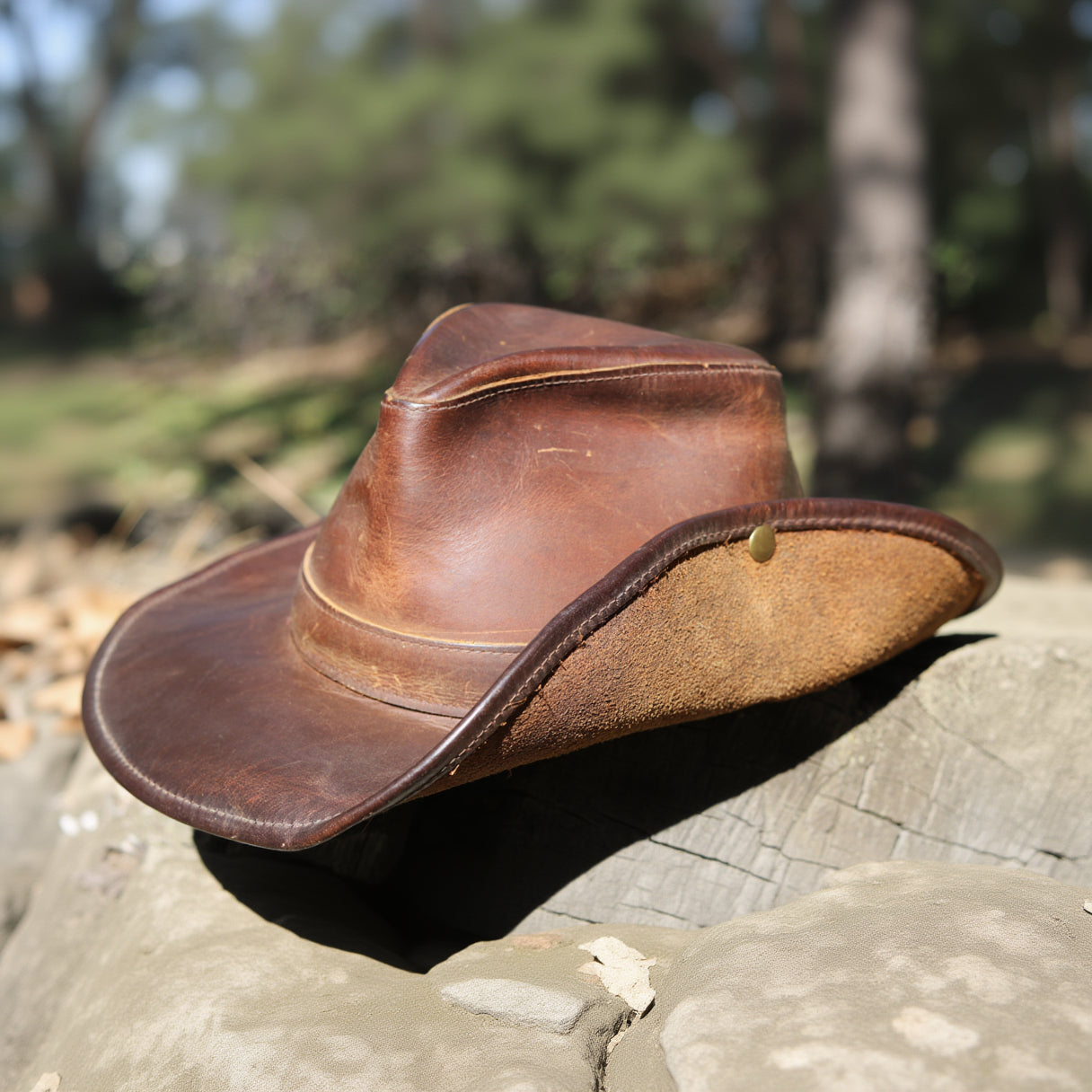 Vintage Henschel Aussie Brown Leather Safari Hat Medium