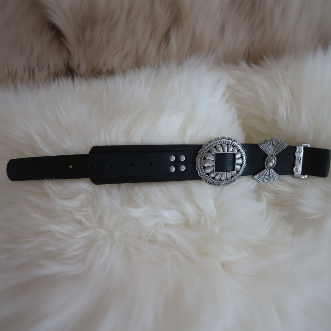 Genuine Leather Concho Wide-Width Western Belt
