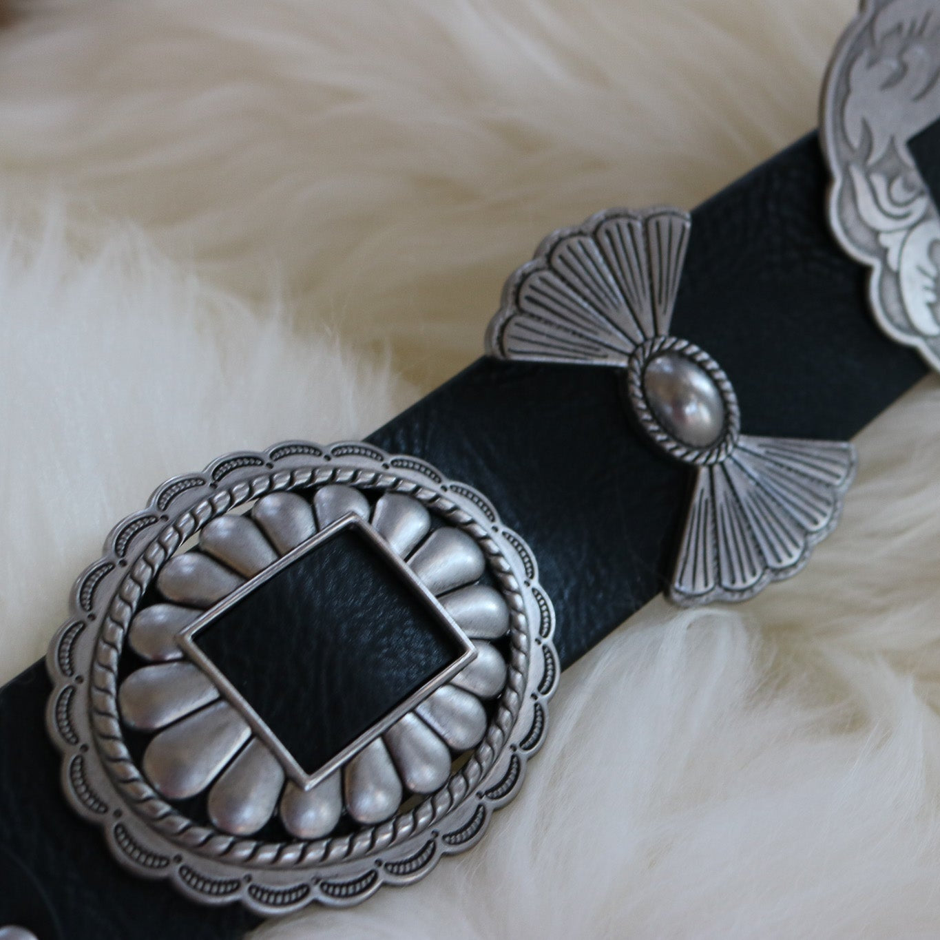 Genuine Leather Concho Wide-Width Western Belt