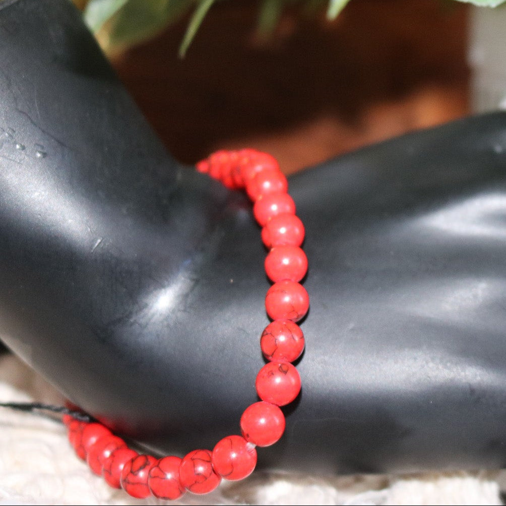 Red Dyed Howlite Stone Stretchy Bracelet