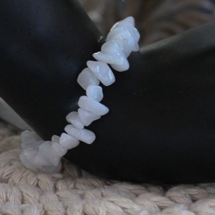 White Quartz Stone Stretchy Bracelet