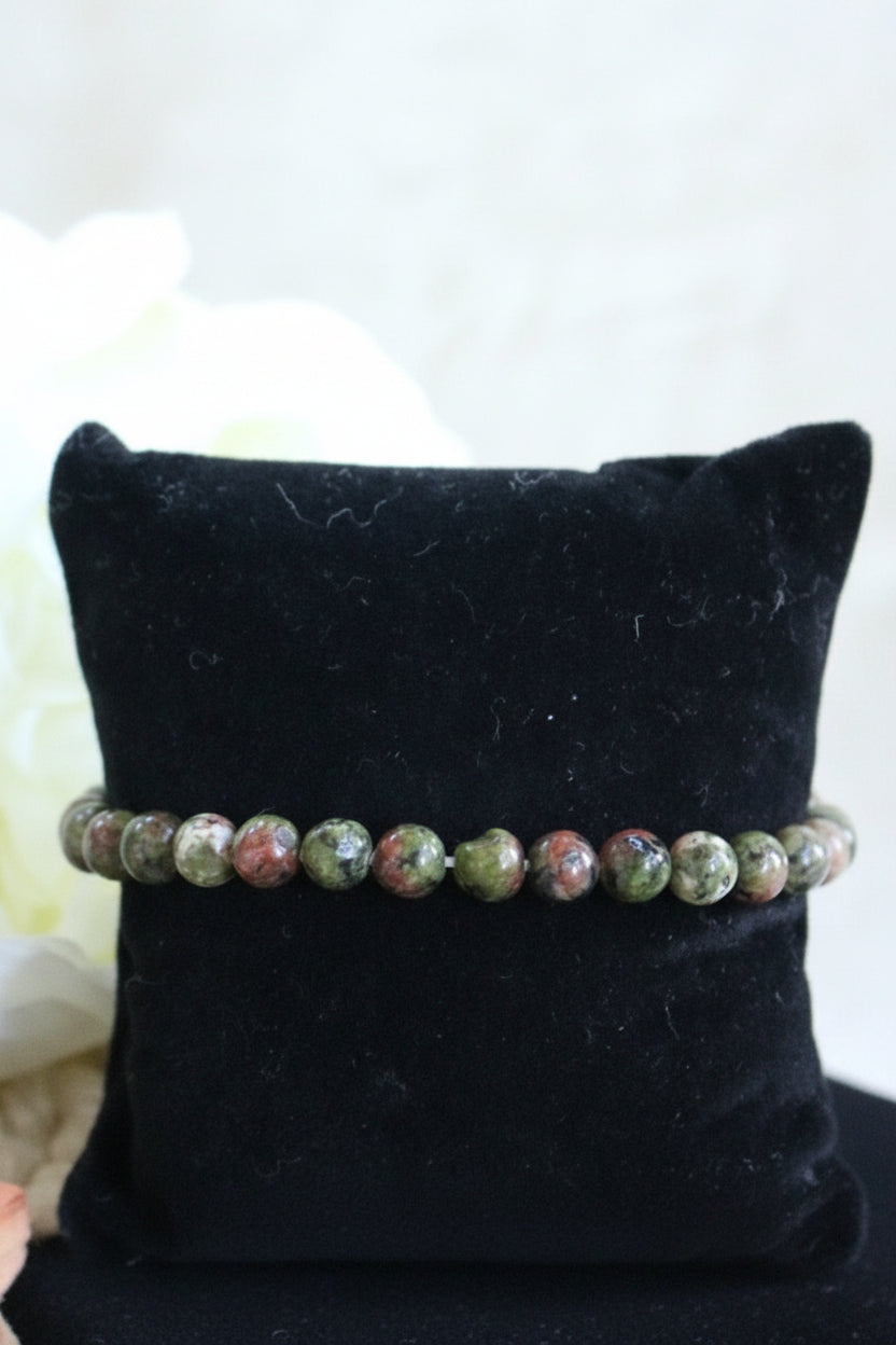 Small Dragon Blood Jasper Beaded Stretchy Bracelet