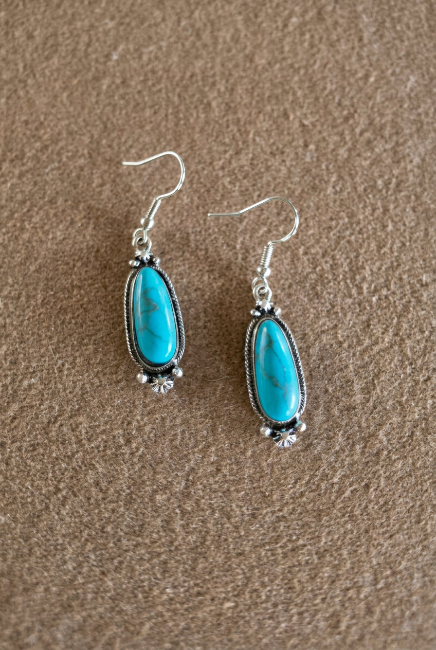 Turquoise Oval Dangle Earrings