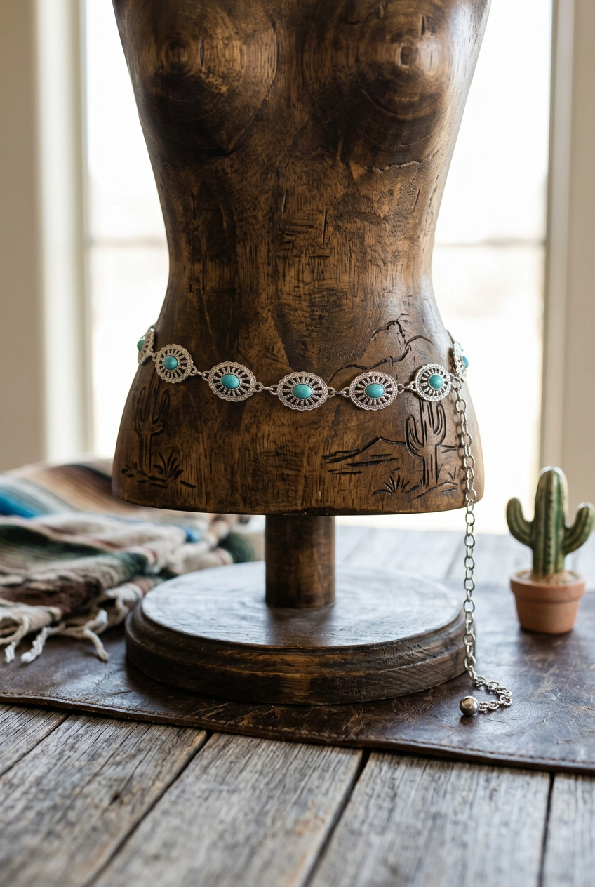 Turquoise Medallion Western Statement Belt
