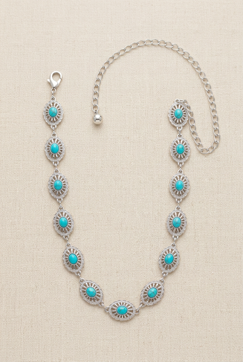 Turquoise Medallion Western Statement Belt