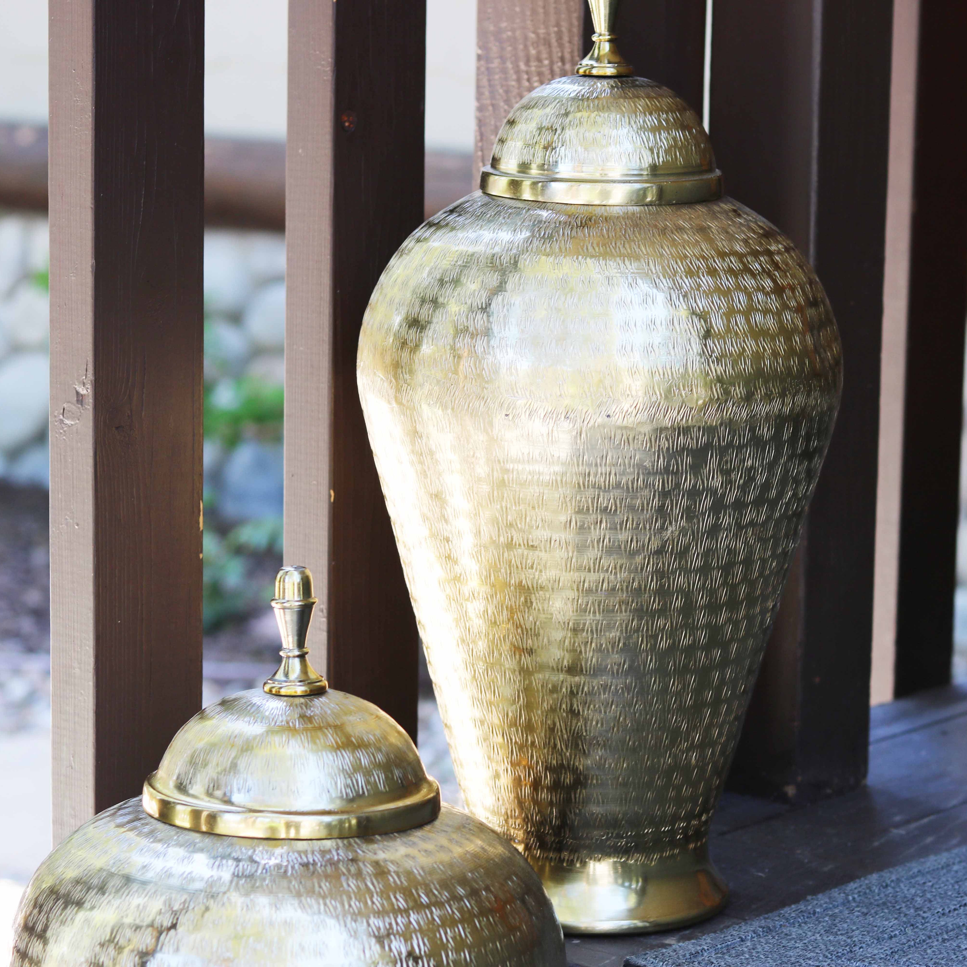 Handcrafted in India Brass Gold Colored Vase