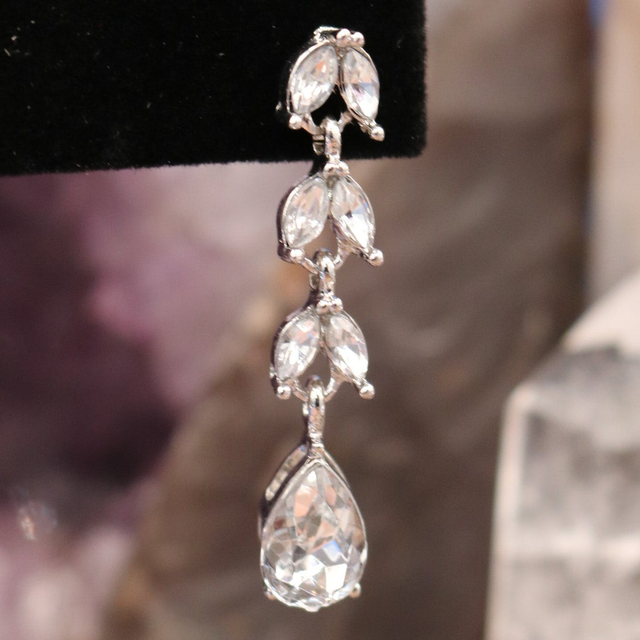 Leaf Shape Rhinestones Dangle Stud Earrings