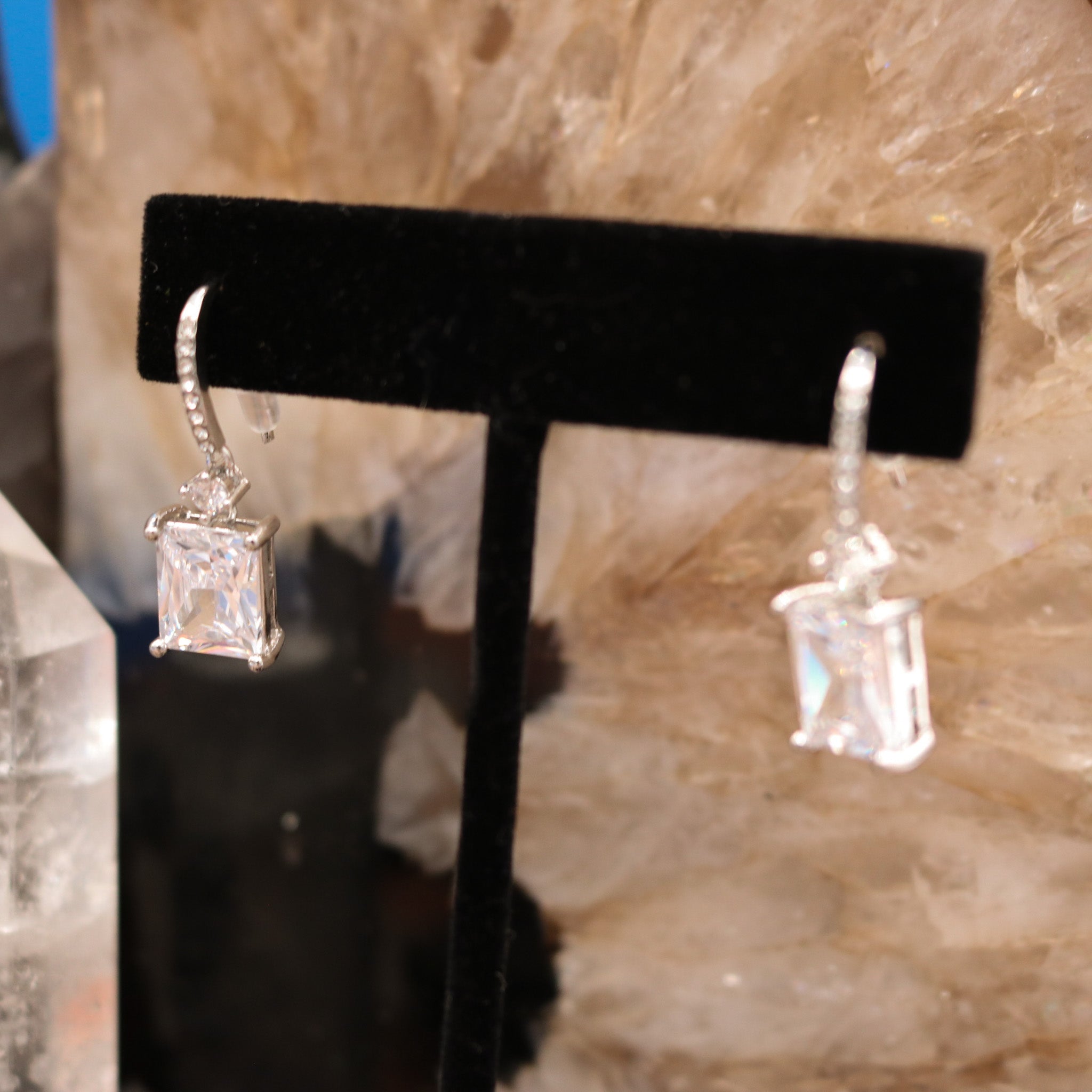 Synthetic Dimond Earrings Hook Style
