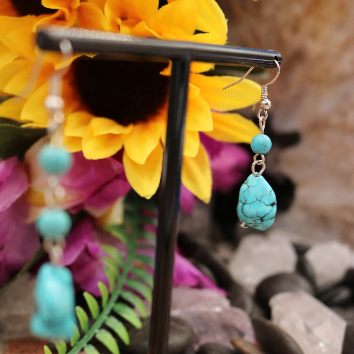 Faux Turquoise Dangle Earrings