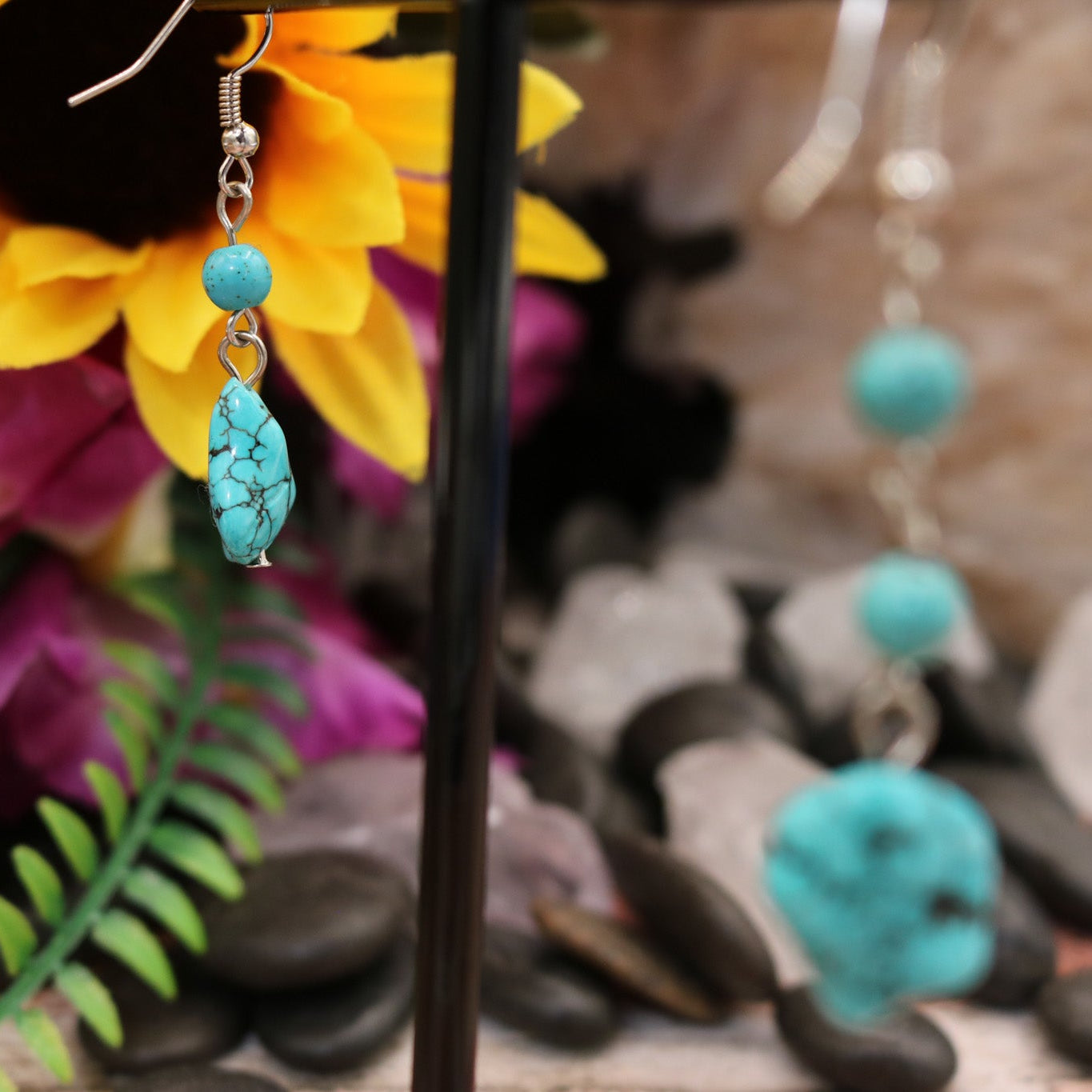 Faux Turquoise Dangle Earrings