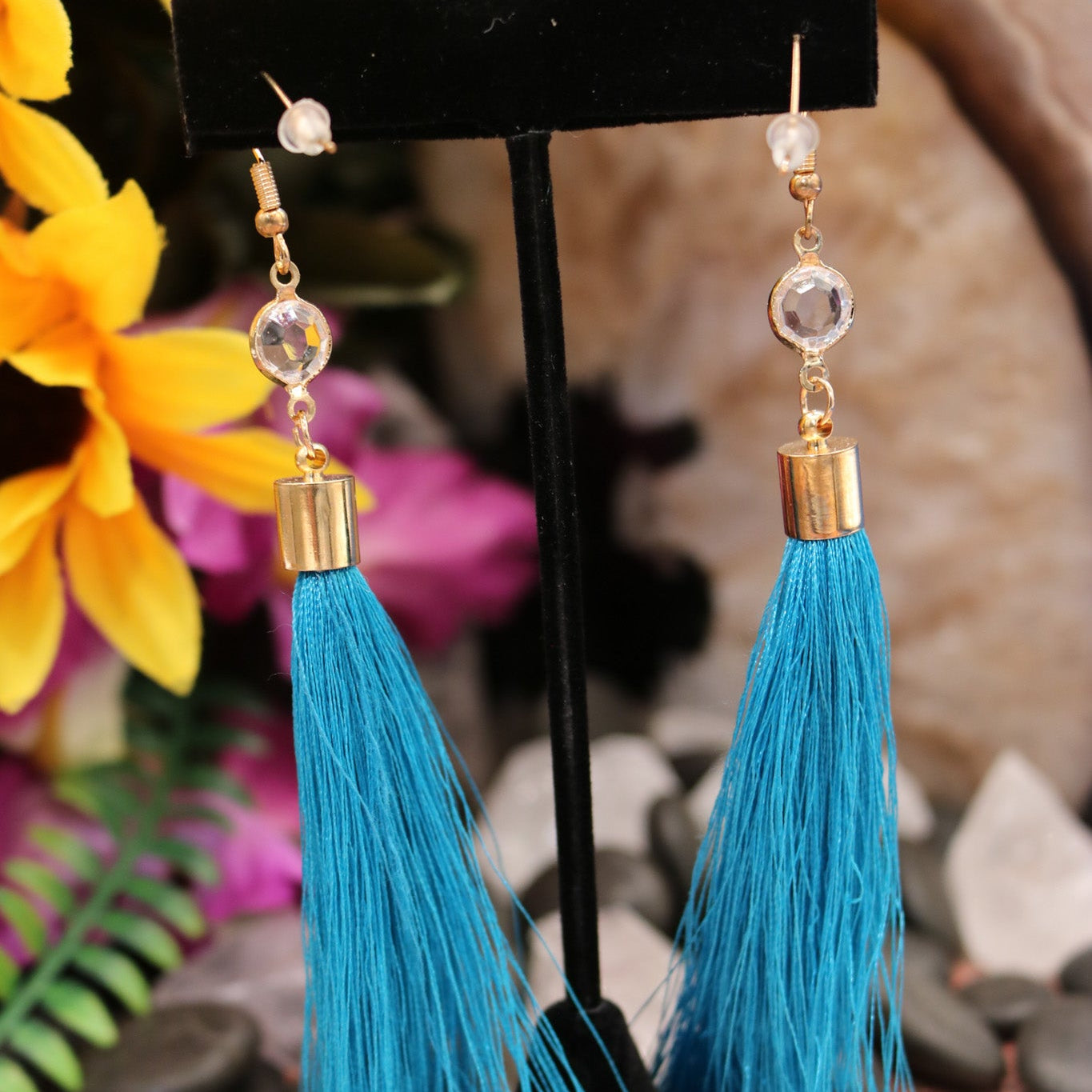 Wonderful Blue Fringe Dangle Earrings