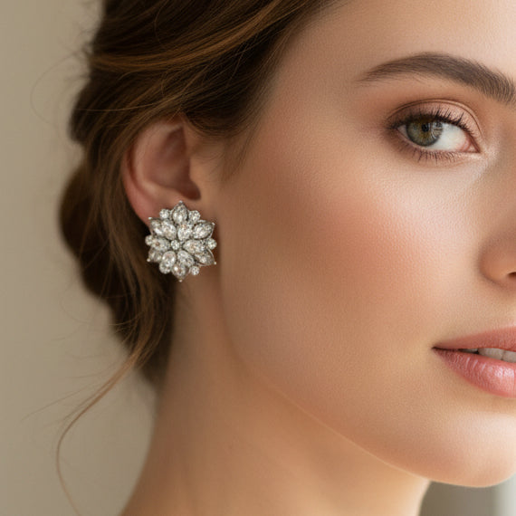 Rhinestone Flower Stud Earrings