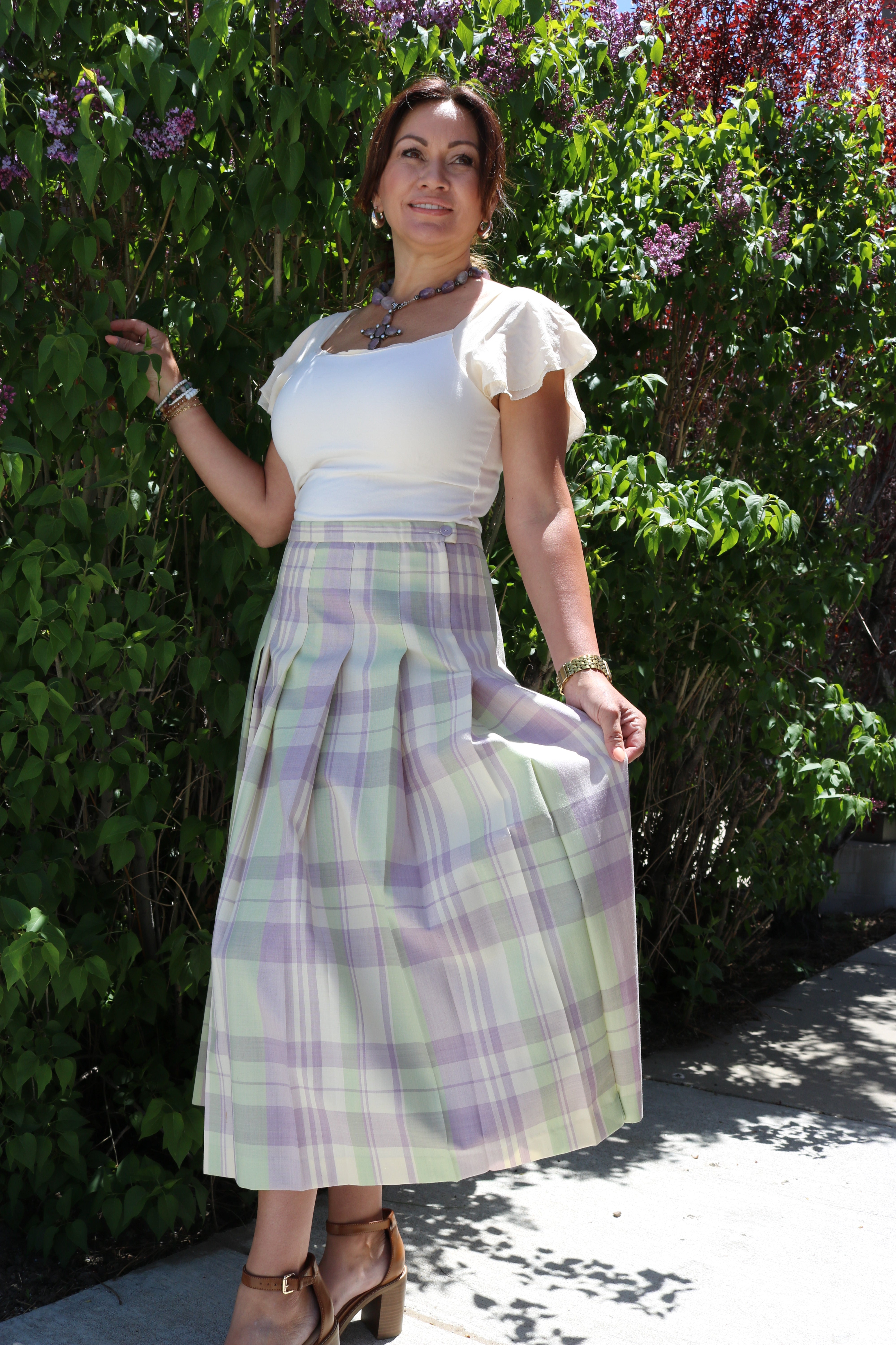 Vintage Pendleton Wool Skirt Size 14 Pleated Midi Spring Plaid Academia Cottagecore