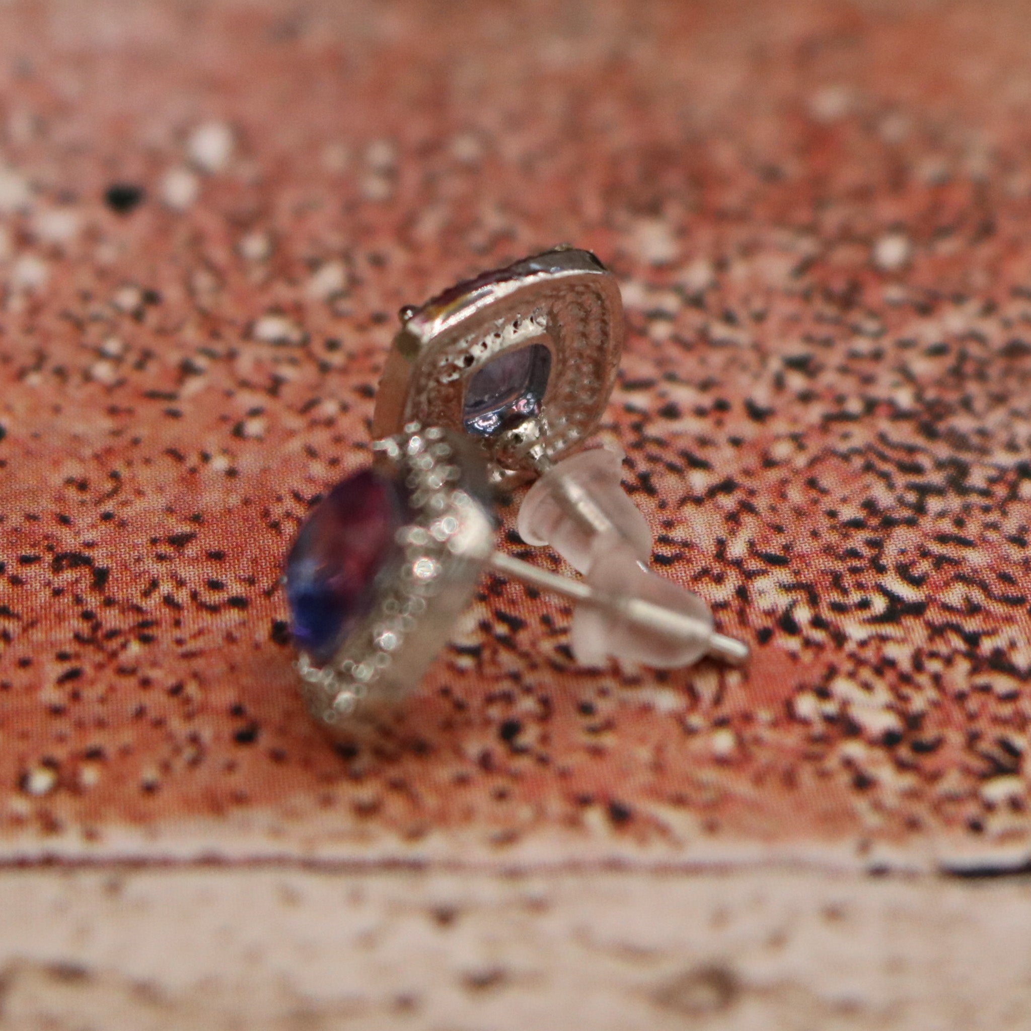 Purple Rhinestone Stud Earrings