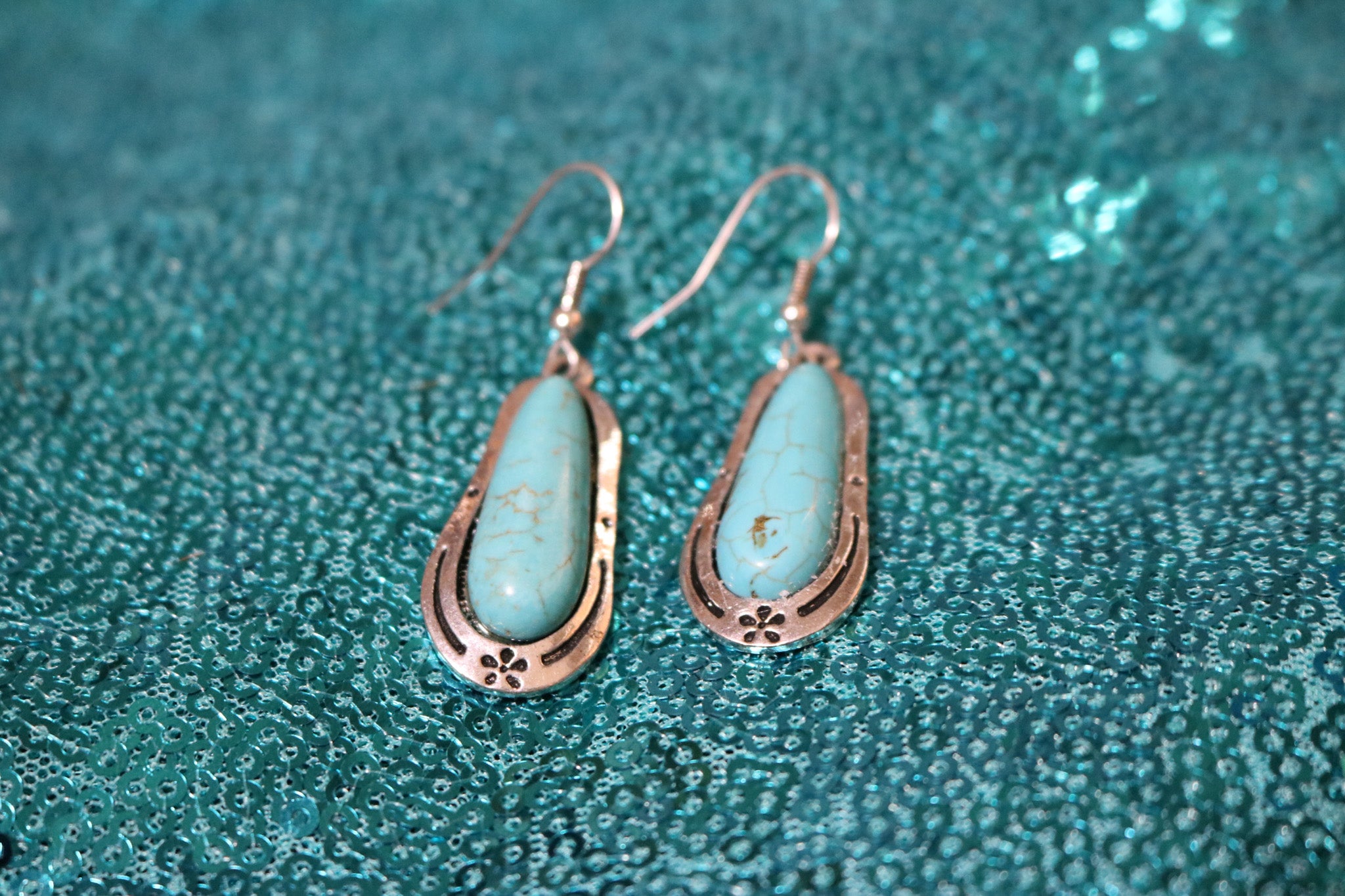 Fabulous Faux Turquoise Dangle Earrings