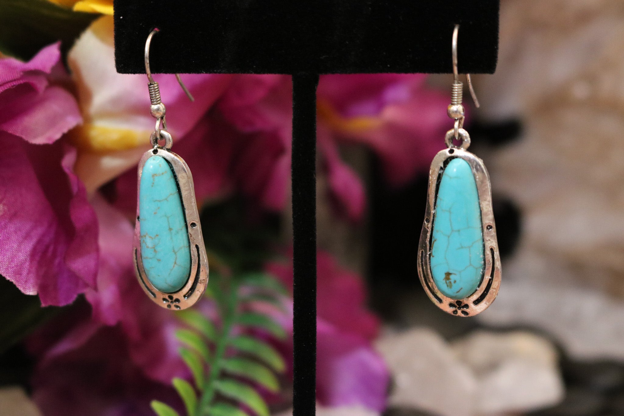 Fabulous Faux Turquoise Dangle Earrings
