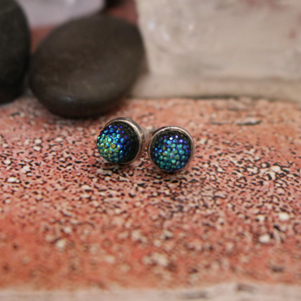 Blue and Green Mermaid Stud Earrings