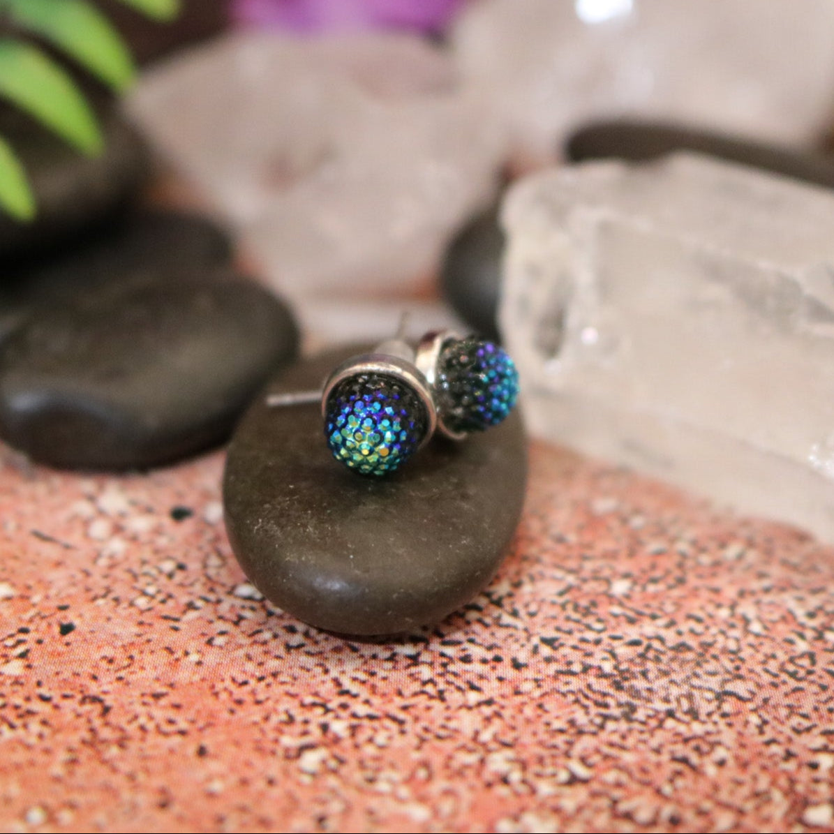 Blue and Green Mermaid Stud Earrings