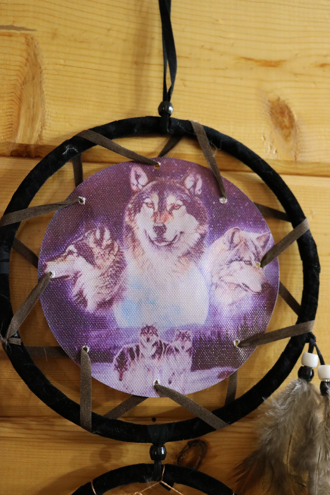 Boho Beaded Wolf Handmade Dream Catcher
